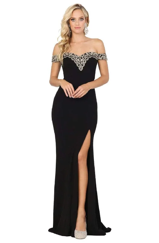 Dancing Queen 4004 - Lace Trim Off Shoulder Prom Dress