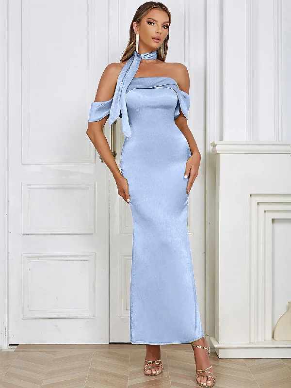 Off Shoulder Sleeveless Temperament Maxi Bodycon Dress HB0190