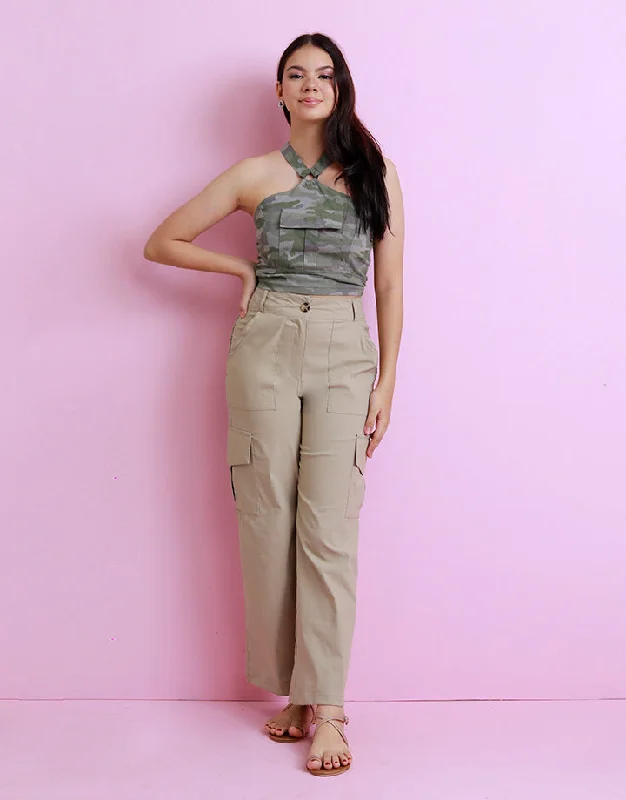Printed Halter Neck Crop Top