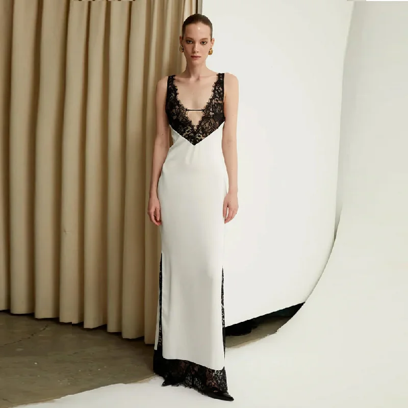 Strappy Sleeveless Lace Maxi Bandage Dress HL9660