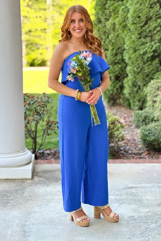 Royal Strapless Jumpsuit